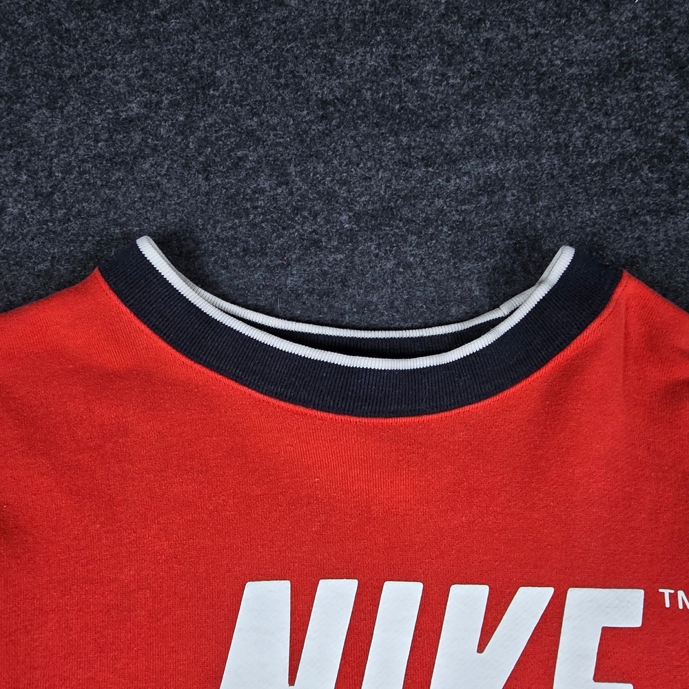 Nike Sportswear Red Graphic Pullover Sweatshirt Big Logo Swoosh Retro Women's XL - Picture 4 of 12